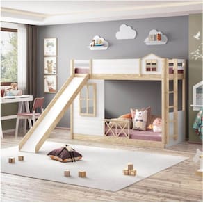 Beliche Montessoriana Garden com Escorregador Casatema Marroml/Branco
