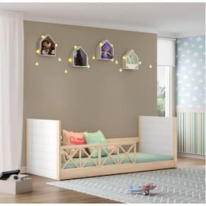 Cama Infantil Montessoriana Garden com Grades Casatema Marroml