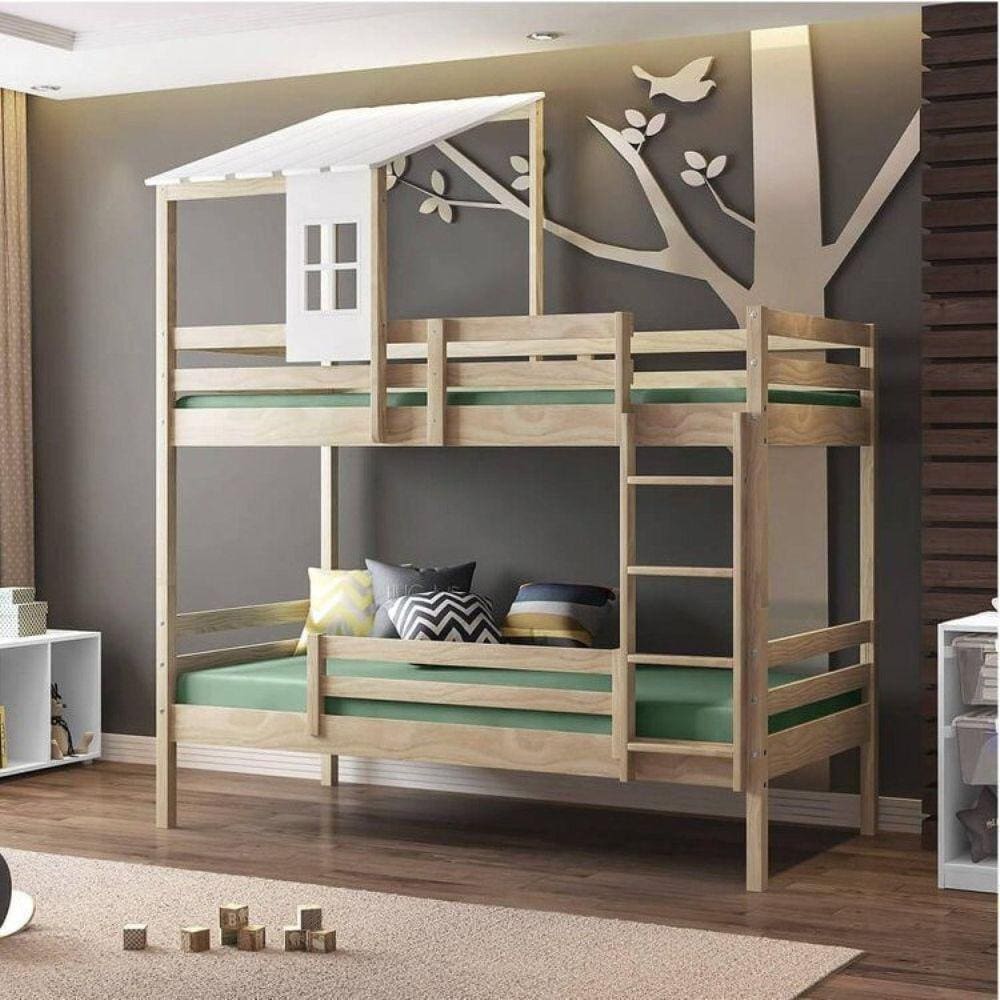 Beliche Teen Play com Telhado Casinha Casatema Marroml/Branco