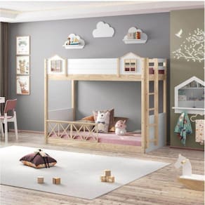 Beliche Montessoriana Garden com Grade X Dupla Casatema Marroml/Branco