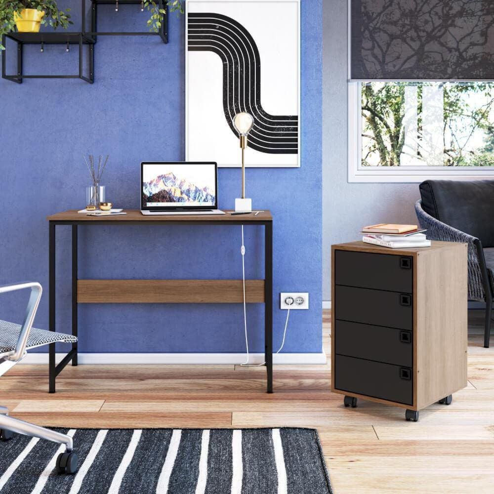 Kit Escritório Industrial com Mesa e Gaveteiro Casatema