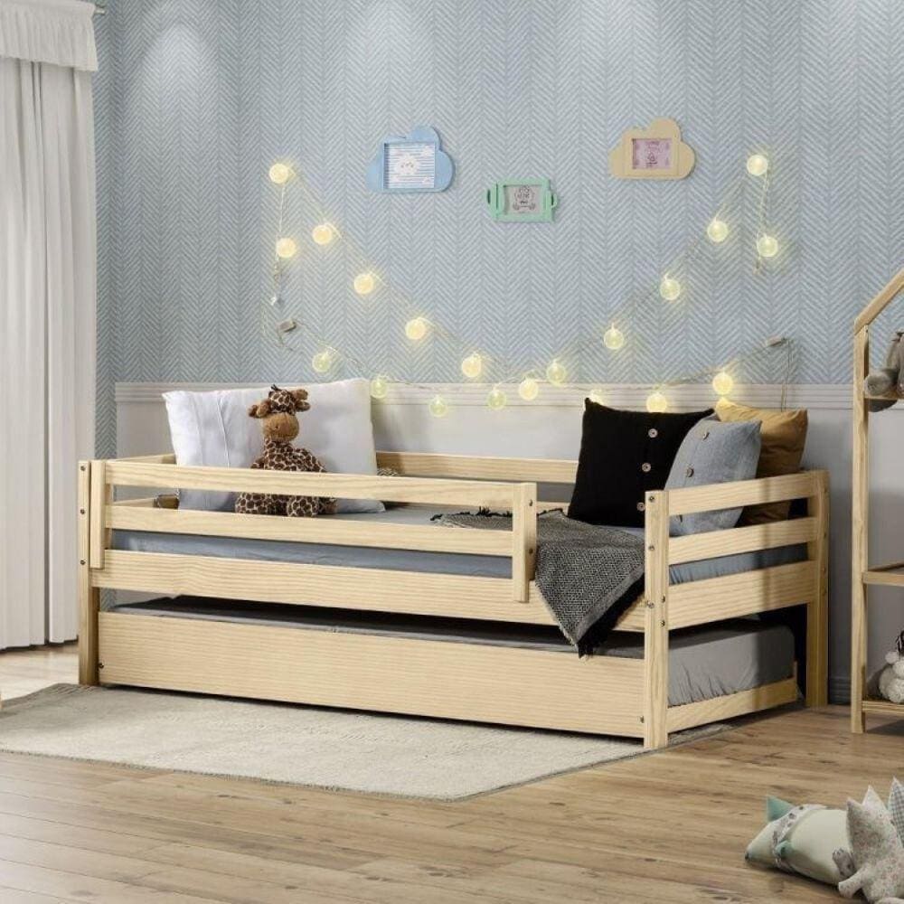 Bicama Solteiro Infantil Prime com Grade de Proteção Casatema Marroml