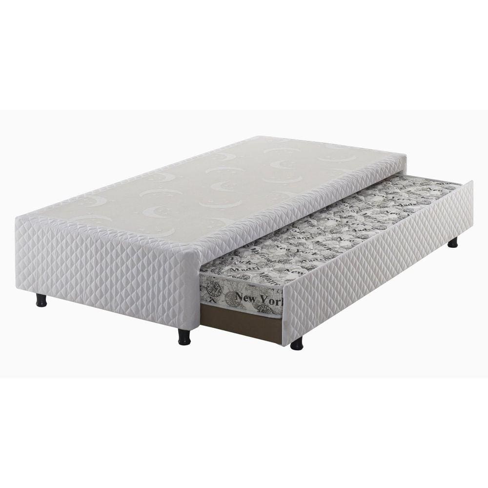 Sommier Auxiliar Espuma Bordado Solteiro 88x188x36cm Casatema Branco / Cinza