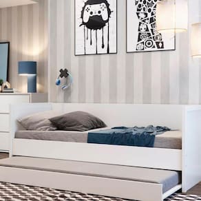 Cama de Solteiro com Encosto e Cabeceira Wood Divicar Móveis Branco Acetinado