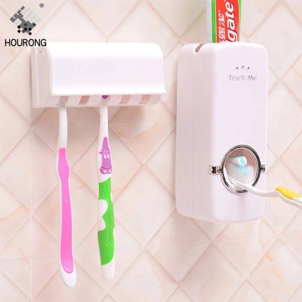 Dispenser Automático de Pasta de Dente + Suporte de Escova: Prático e Higiênico!