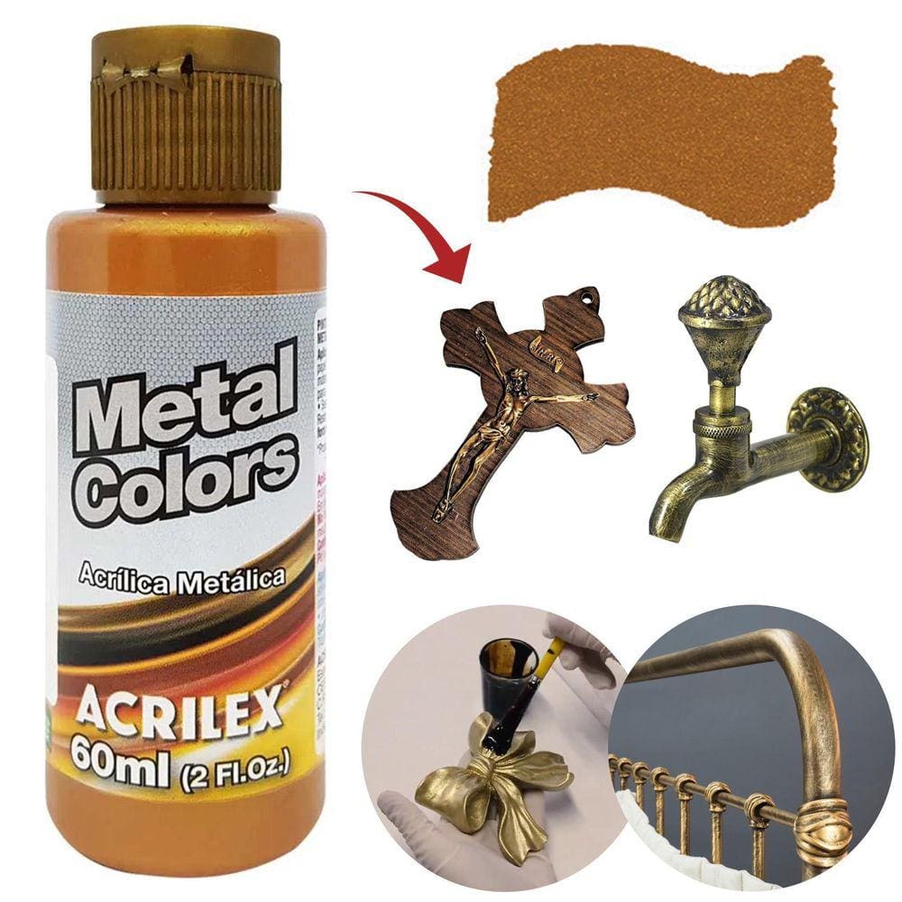 Tinta Acrílica Metal Colors Ouro Velho 548 Acrilex 60Ml