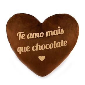 Coração De Pelúcia Chocolate 50Cm Dia Dos Namorados