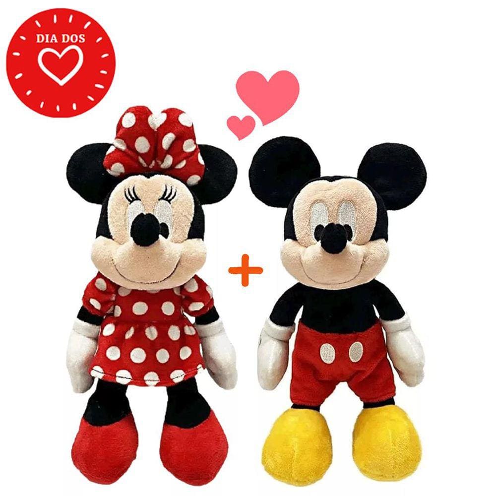 Pelúcias Disney Mickey e Minnie 20cm Colecionável Fun