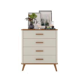 Cômoda Maitê 4 Gavetas Nature/Off White – Fabri Móveis