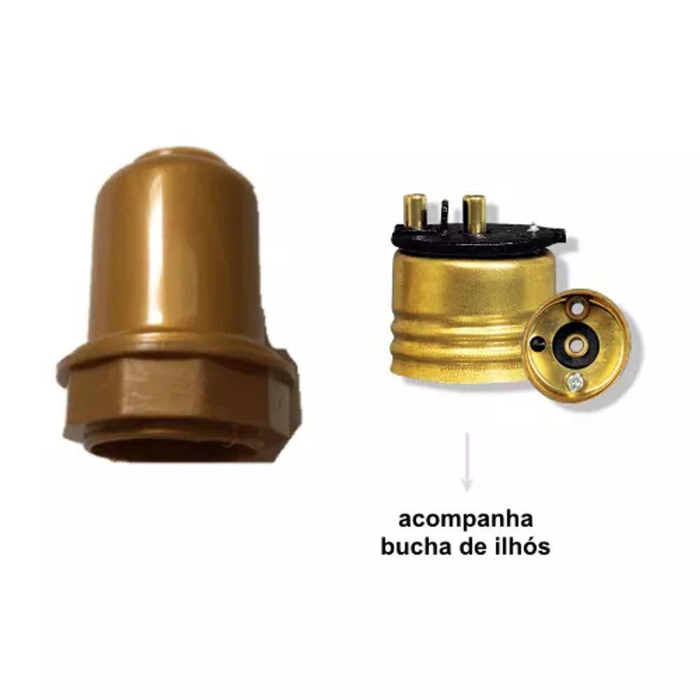 5 Soquetes De Coluna E-27 Dourado