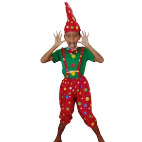Fantasia de Palhaço Palhacinho Festa Tema Circo Infantil Menino Carnaval Aniversario Halloween Cosplay Luxo