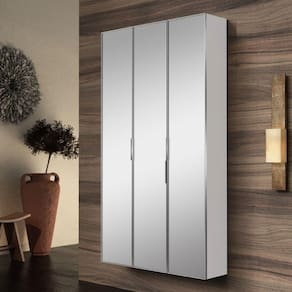Armário de 3 Portas Vertical Espelhado Blu Branco