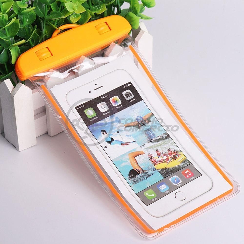 Capa Bolsa A Prova Dágua Impermeável Universal Para Celular - Laranja