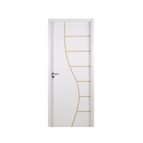 Kit Porta de Madeira Decorada 215x64cm com Batente de MDF Ultra 12cm Cantareira MGM Branco