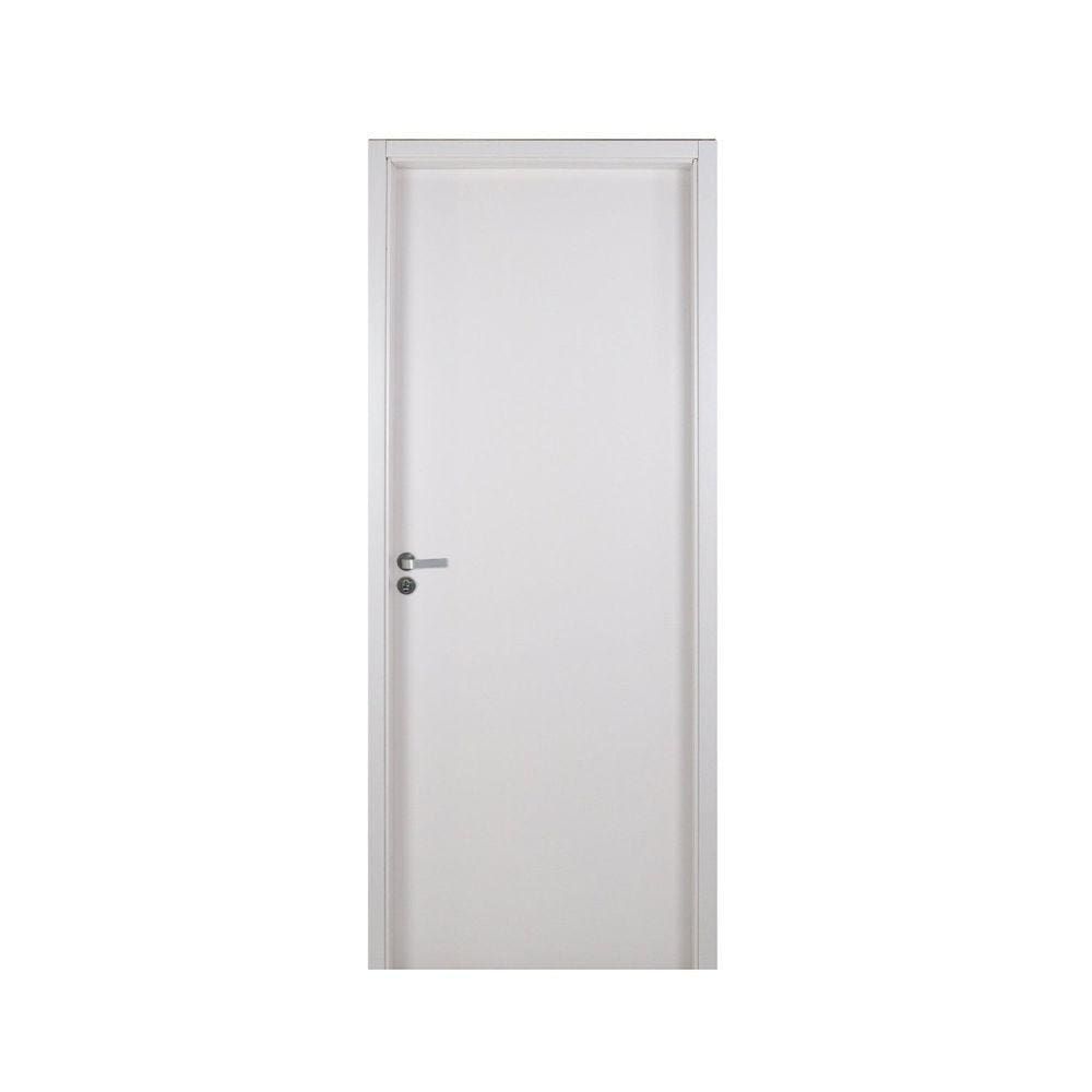Kit Porta de Madeira Lisa 215x84cm com Batente de MDF Ultra 07cm Melamínico MGM Branco