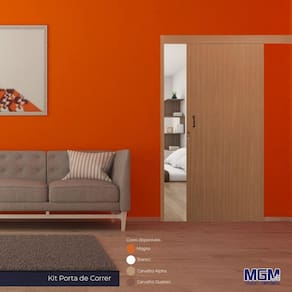 Porta de Correr Madeira 215x70cm Sobrepor Reversível Melamínico MGM Mogno
