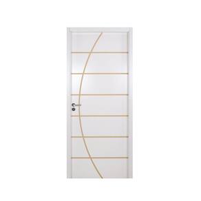 Kit Porta de Madeira Decorada 215x84cm com Batente de MDF Ultra 12cm Neblina MGM Branco