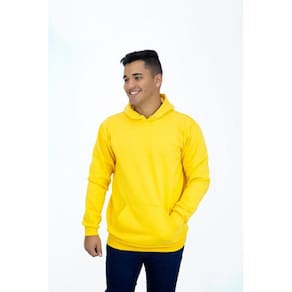 Blusa Moletom Canguru Amarelo Masculino Liso DBL