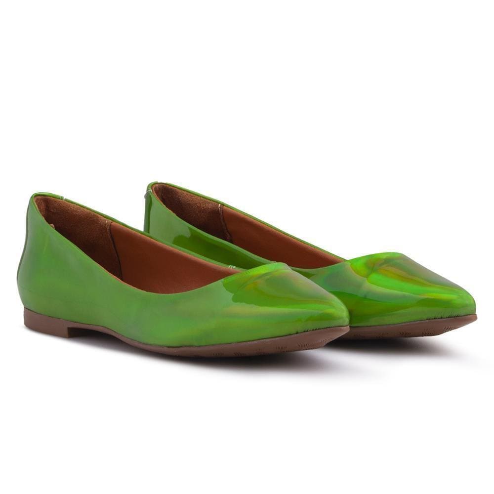 Sapatilha Feminina Bico Fino Metalizada Clássica Conforto