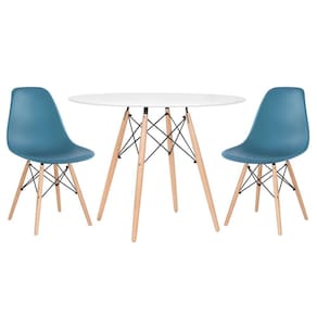 Mesa redonda Eames 100 cm + 2 cadeiras Eiffel DSW