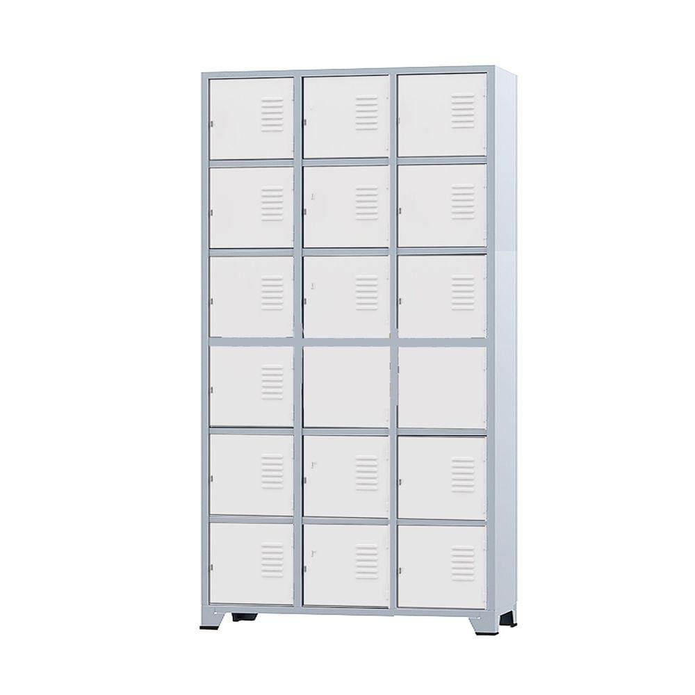 Armário Roupeiro De Aço 18 Portas Para Vestiário Academia Locker Branco