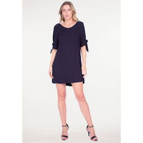 Vestido Curto Viscose Detalhe Cruzado nas Costas Preto
