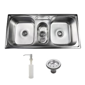 Pia Cuba Tripla de Cozinha Gourmet em Aço Inox - CBC0002-C - Tubrax