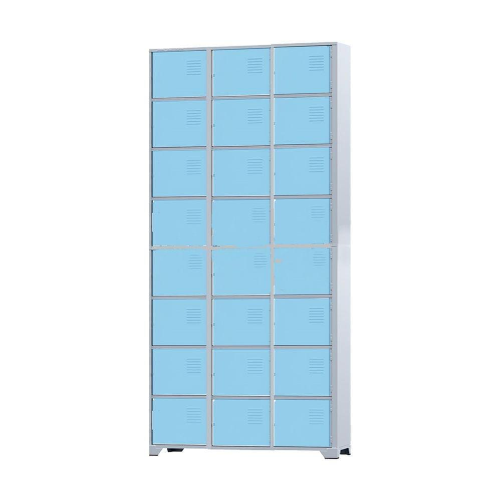 Armário Roupeiro De Aço 24 Portas Para Vestiário Academia Locker Azul Claro
