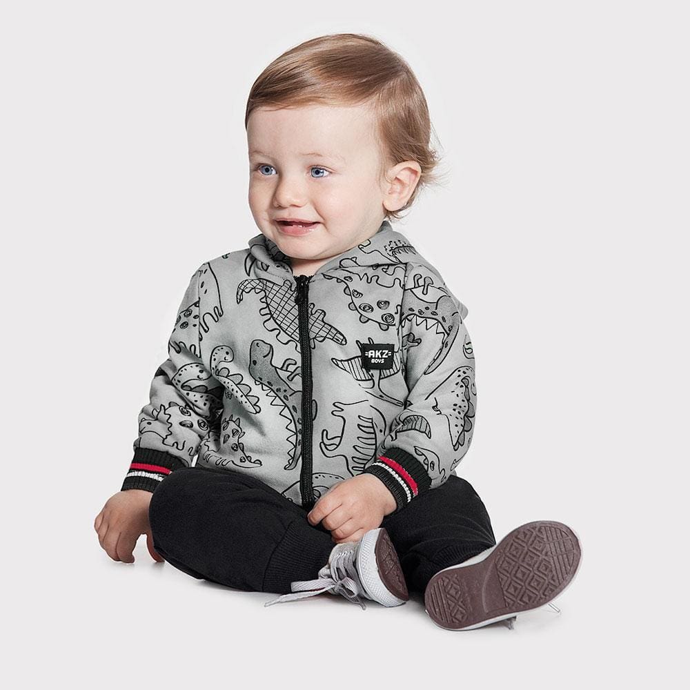 Conjunto Manga Longa Dinossauro Moletom Com Capuz Alakazoo Ref: 66169 P/G