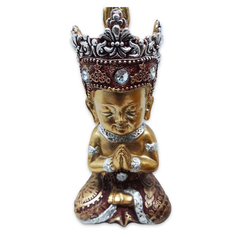 Buda Tailandês da Prosperidade Orando Vermelho Gold 12cm
