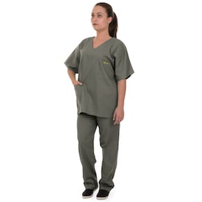 Pijama Cirúrgico Scrub 100% Algodão Cinza Claro Unissex Artipé