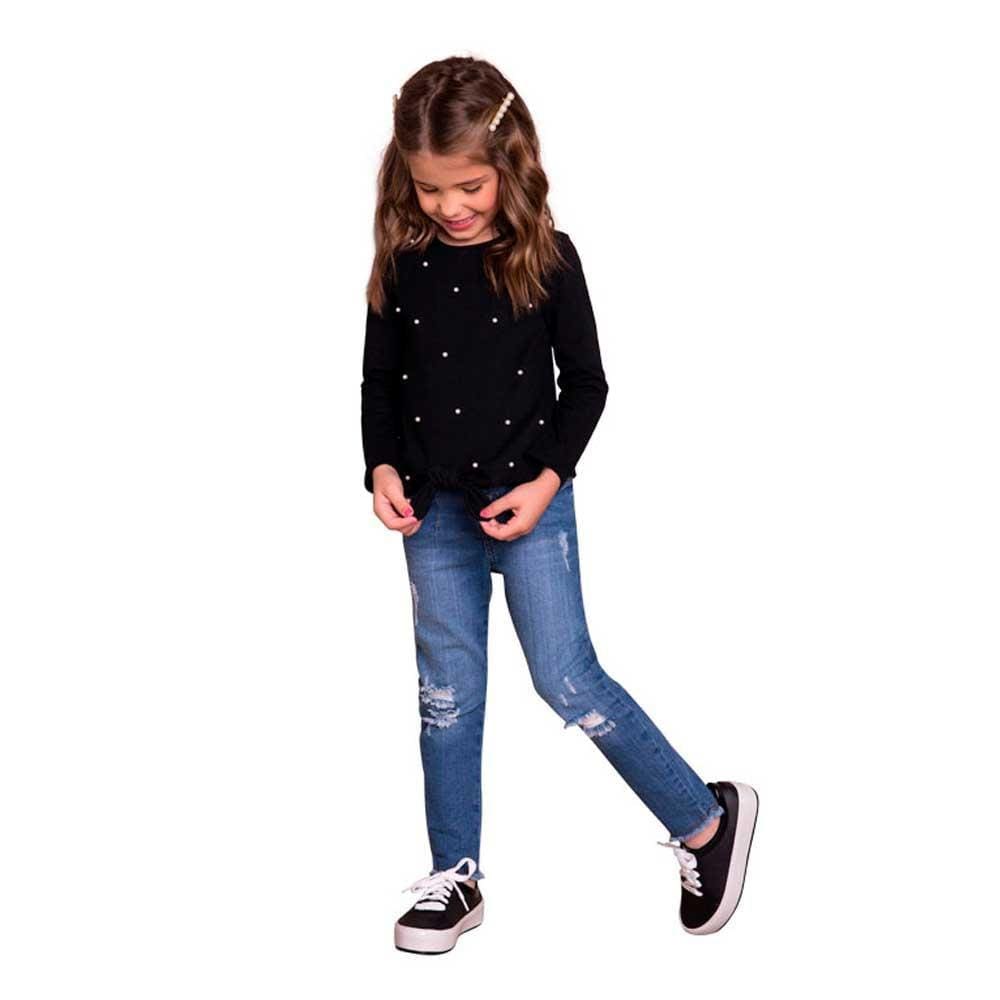 Blusa Infantil Feminina Com Pérola Milon Ref: 14583 4/8