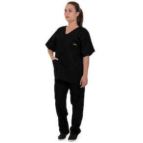 Pijama Cirúrgico Scrub 100% Algodão Preto Unissex Artipé
