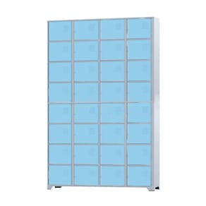 Armário Roupeiro De Aço Para Vestiário 32 Portas Locker Azul Claro