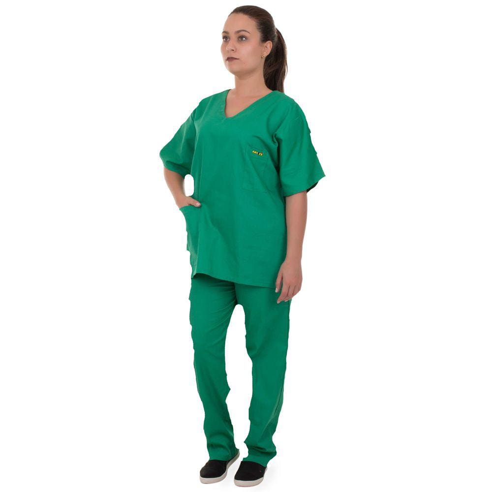 Pijama Cirúrgico Scrub 100% Algodão Verde Bandeira Unissex Artipé