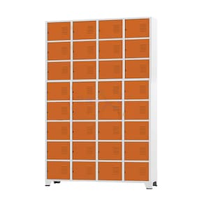 Armário Roupeiro De Aço Para Vestiário 32 Portas Locker Laranja