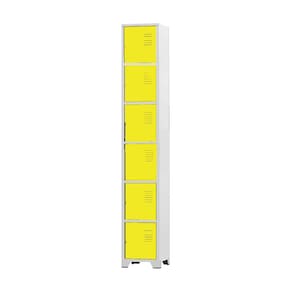 Armário Roupeiro De Aço 6 Portas Para Vestiário Academia Locker Amarelo
