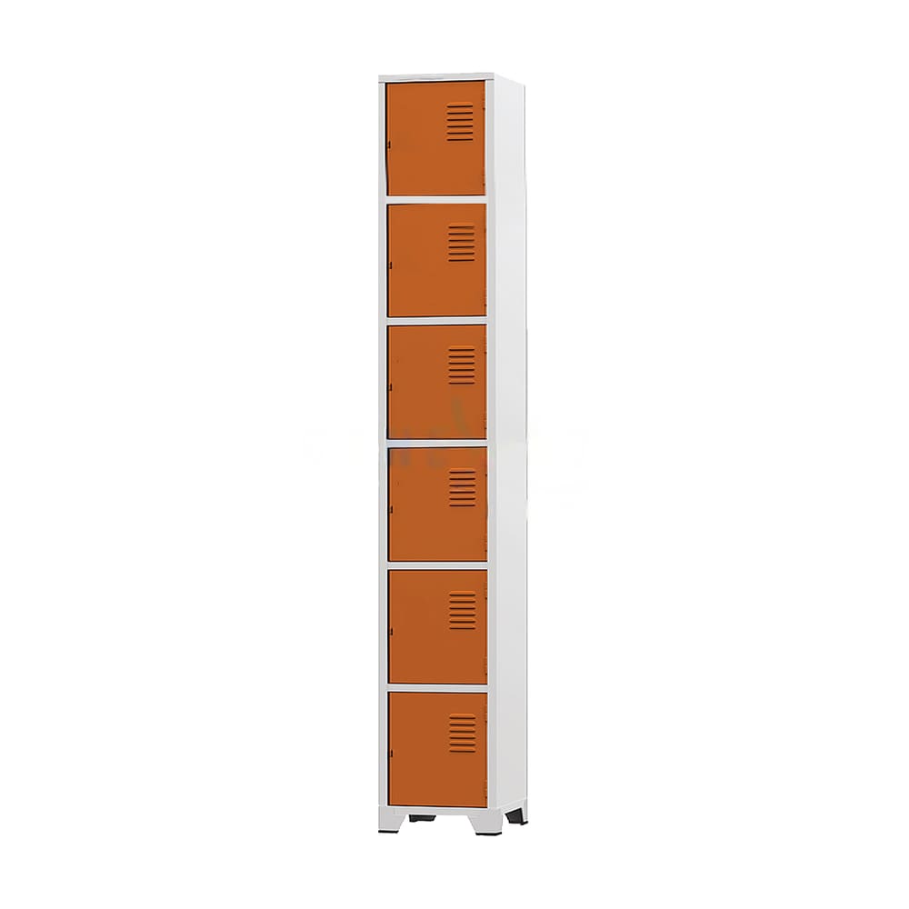 Armário Roupeiro De Aço 6 Portas Para Vestiário Academia Locker Laranja
