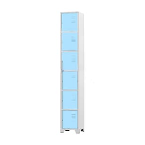 Armário Roupeiro De Aço 6 Portas Para Vestiário Academia Locker Azul Claro