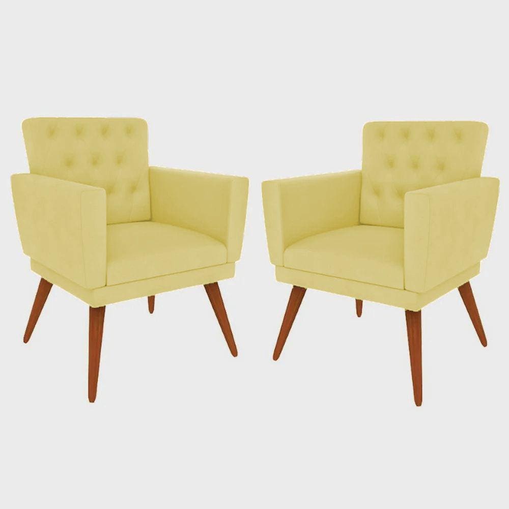 Kit 2 Poltronas Nina com Capitone - Amarelo