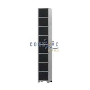 Armário Roupeiro De Aço 8 Portas Para Vestiário Academia Locker Preto