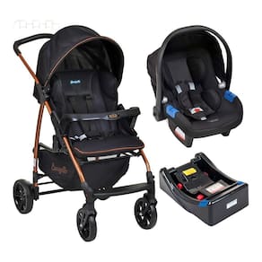 Carrinho Ecco Preto/cobre + Bebê Conforto + Base - Burigotto