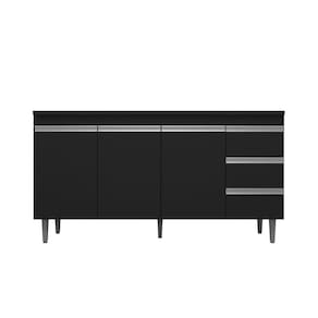 Balcão Gabinete de Pia Andréia 160cm Preto S/ Tampo - AJL Móveis