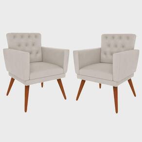 Kit 2 Poltronas Nina com Capitone - Bege
