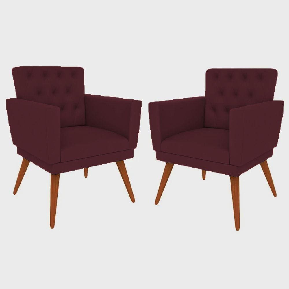Kit 2 Poltronas Nina com Capitone - Bordô