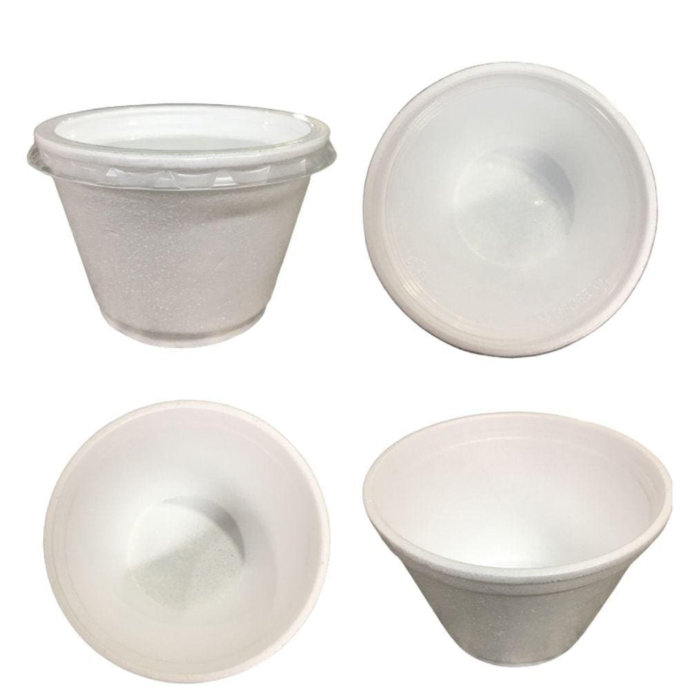Pote Cumbuca Delivery Isopor 180 ml Copobras Com 50 Unidades Com Tampa Plástica