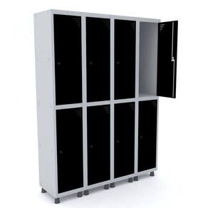 Roupeiro De Aço 4M 08 Portas Pitão Pandin - Cinza/Preto