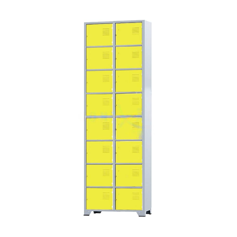 Armário Roupeiro De Aço 16 Portas Para Vestiário Academia Locker Amarelo