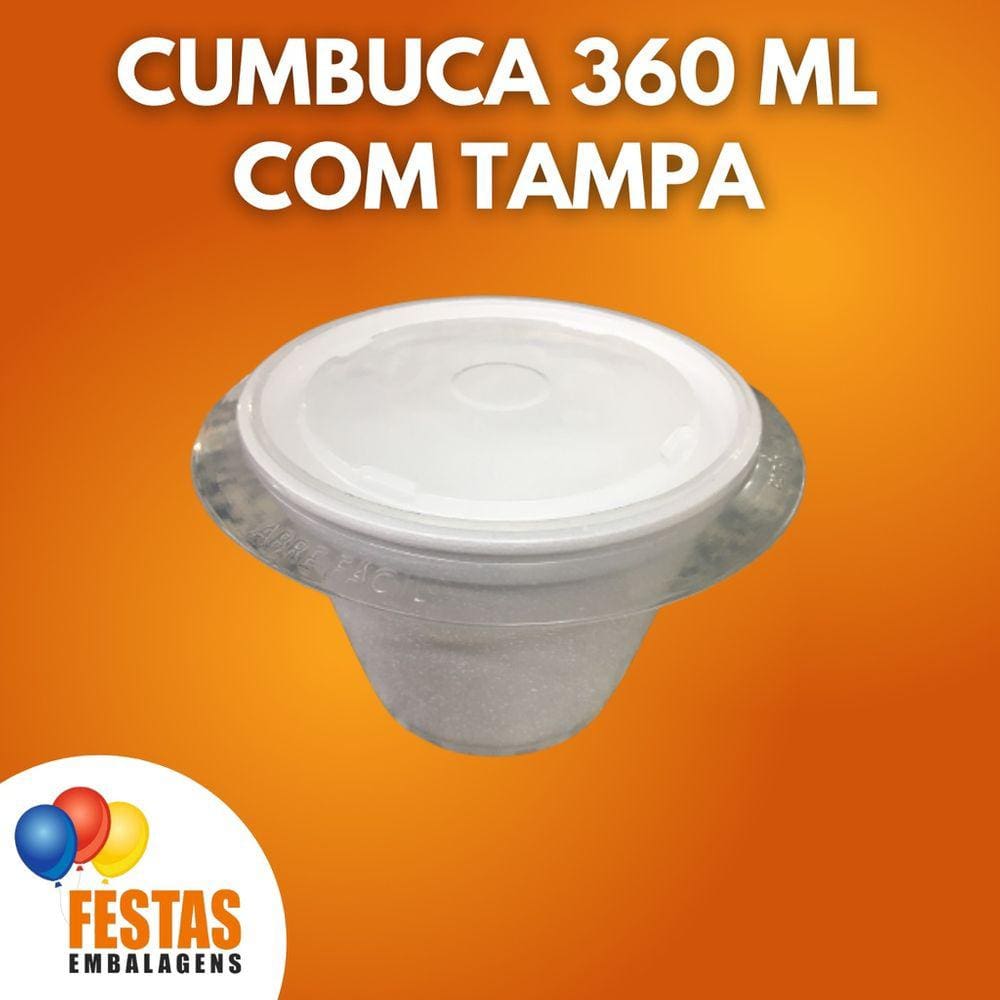 Pote Cumbuca Delivery Isopor 360 ml Copobras Com 50 Unidades Com Tampa Plástica