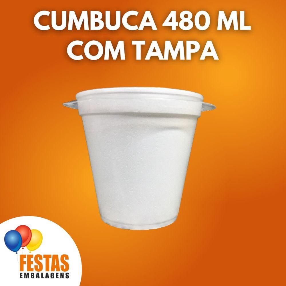 Pote Cumbuca Delivery Isopor 480 ml Copobras Com 50 Unidades Com Tampa Plástica
